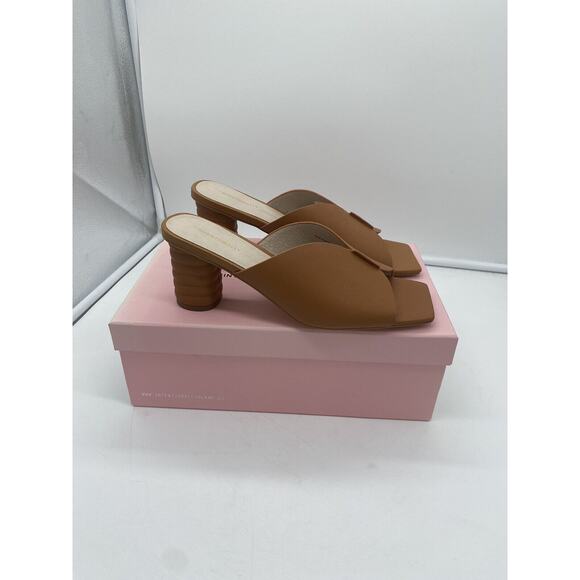 New INTENTIONALLY BLANK Kamika Slip On Leather Heeled Mules Canyon Brown‎ 10M - Picture 2 of 7